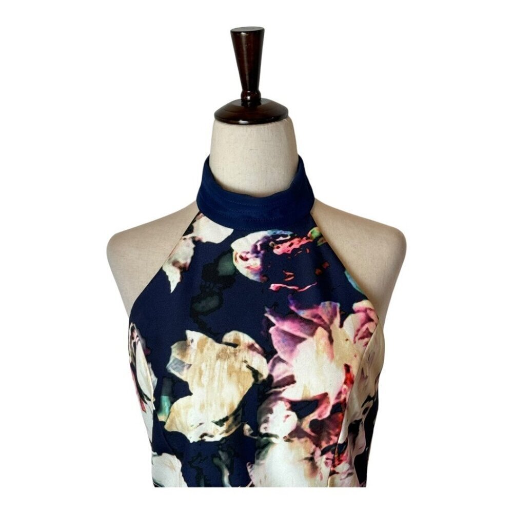 Finders‎ Keepers Dress Women XS Blue Floral Print Halter Neck Illuminati Mini - Picture 4 of 12